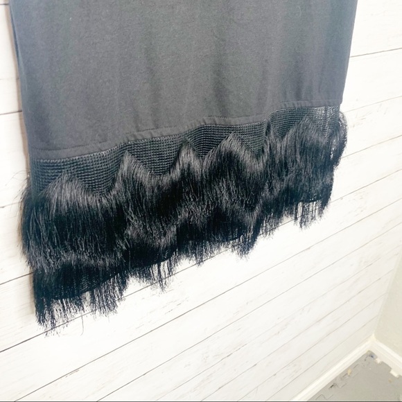 Banana Republic Black Fringe Feather Bottom Tank Blouse Dress Size XS NWT - Picture 4 of 12